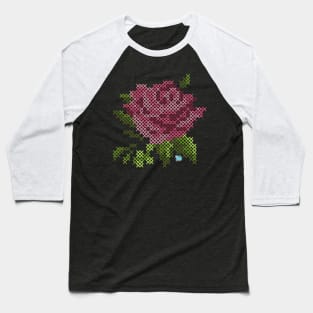 Cross Stitch Rose Baseball T-Shirt